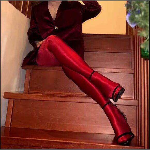 My Glossy Satin Luster Faux Latex Nylon Full Pantyhose Kink - Picture 2 of 16